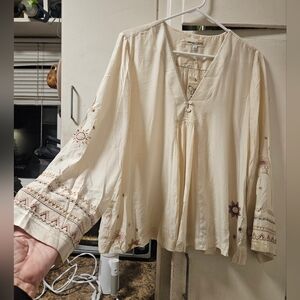 NWT New Johnny Was Calme sz Medium M Swing top cream floral loose blouse